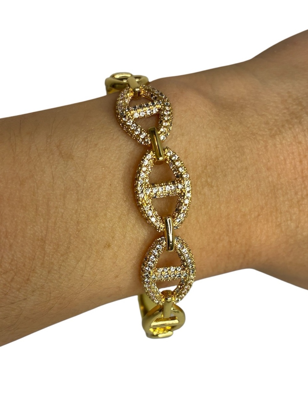 Vintage Gold-Tone Crystal Link Bracelet - Women Jewelry